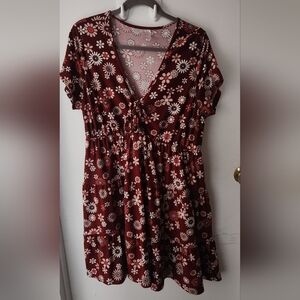 No Boundaries Floral Midi Dress - Red and White